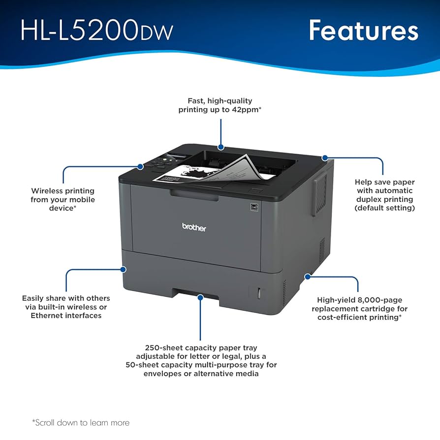 ☆美品 ブラザー HL-L5200DW A4 モノクロレーザープリンター Amazon.com: Brother HL-L5200DW Wireless Monochrome Single